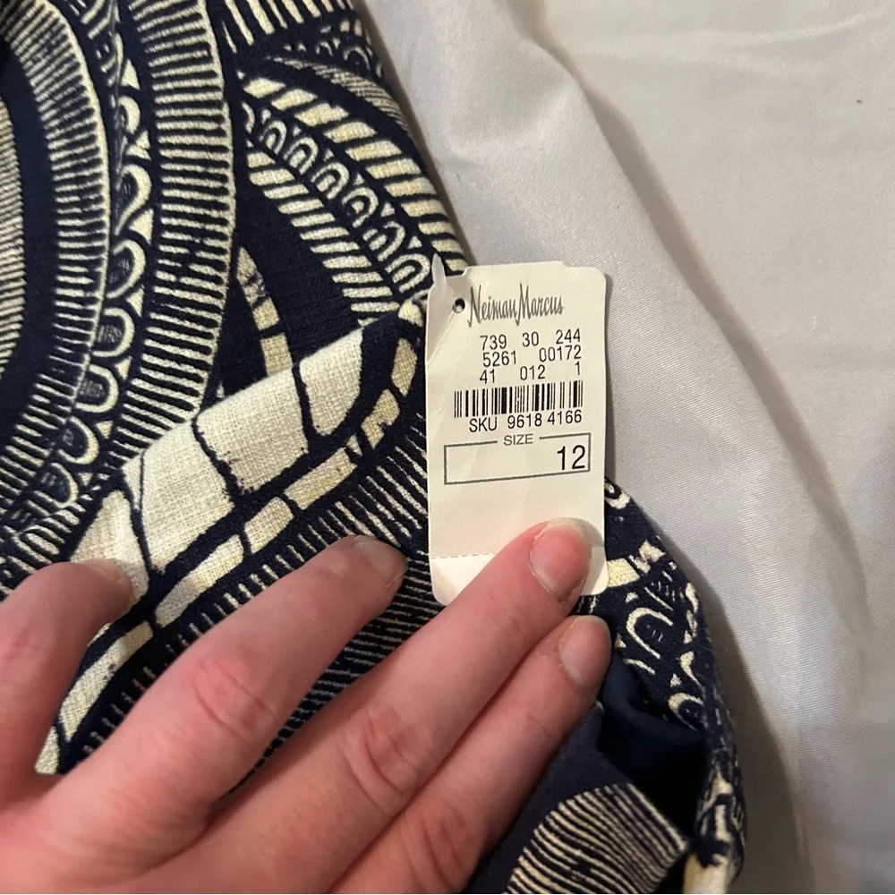 NWT Tory Burch navy and white print blazer size 12